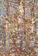 Christian Rohlfs Birch wood oil painting